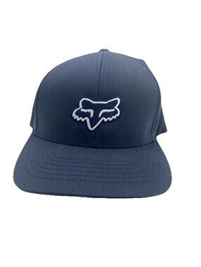 Fox Racing Stretch Fit Hat Youth One Size Navy Logo Cap Embroidered Logo